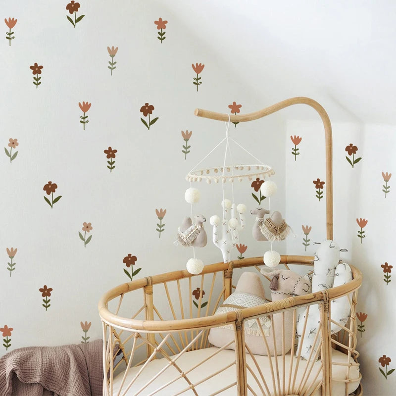 Boho Cartoon Flowers Wall Stickers