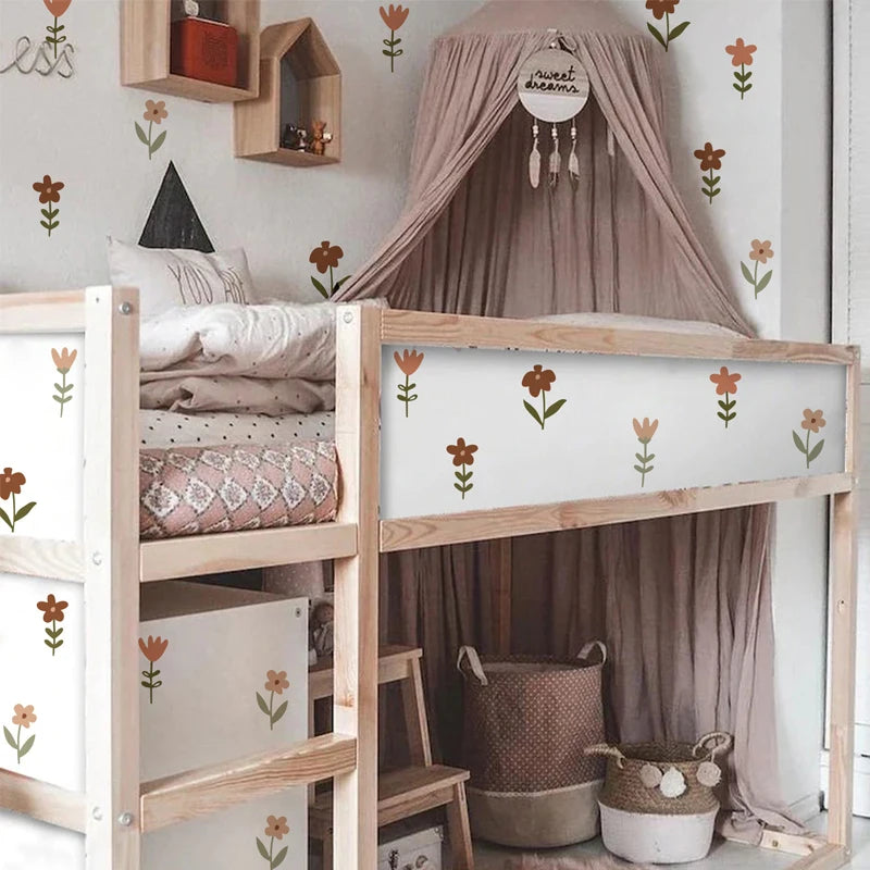 Boho Cartoon Flowers Wall Stickers