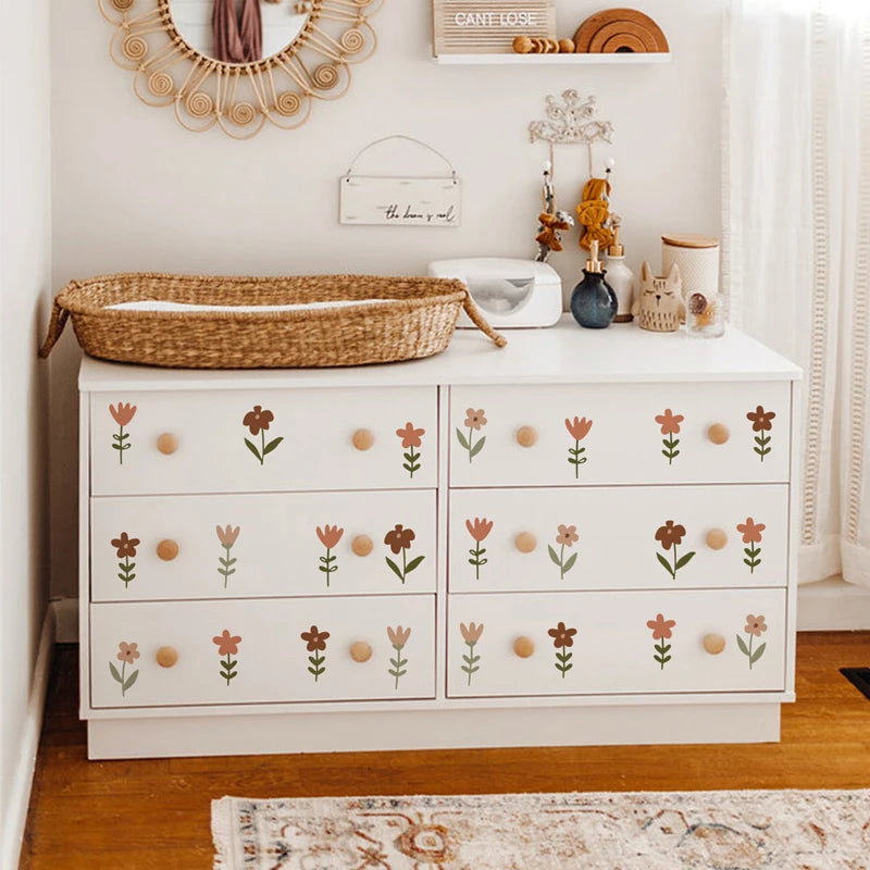 Boho Cartoon Flowers Wall Stickers