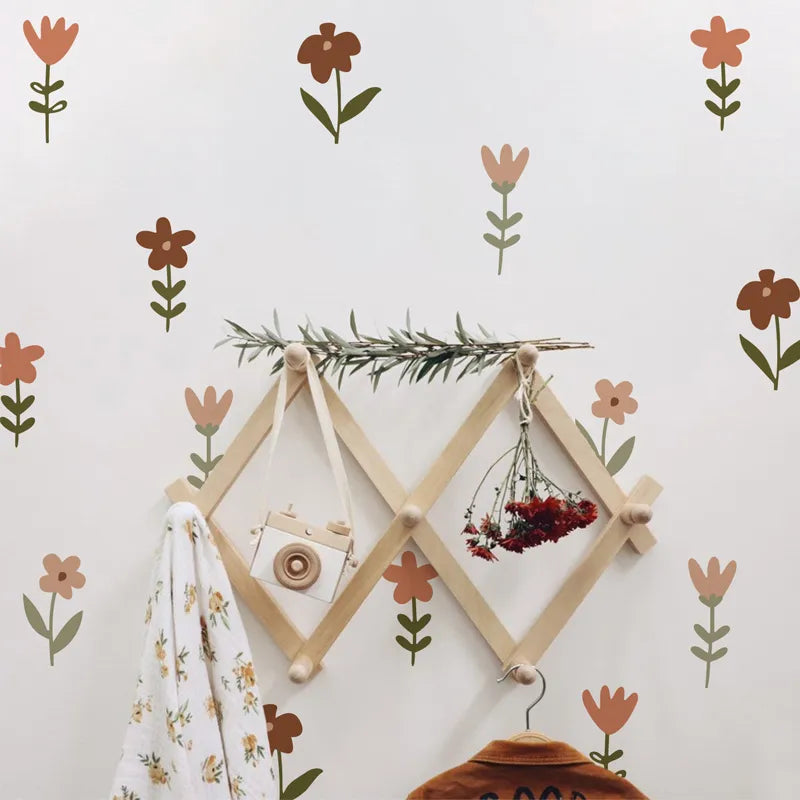 Boho Cartoon Flowers Wall Stickers