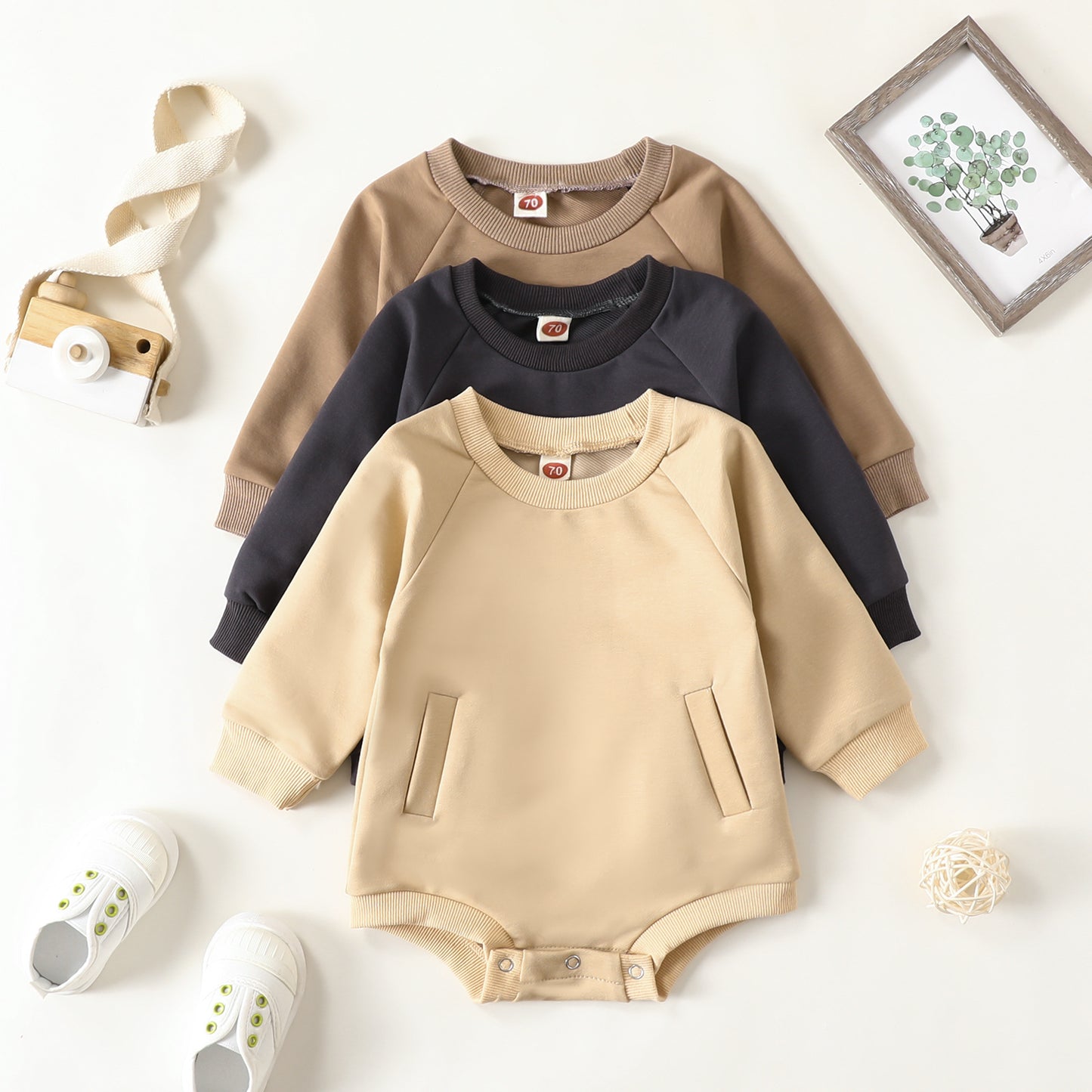Autumn Solid Color Baby Clothes Are Available In Three
